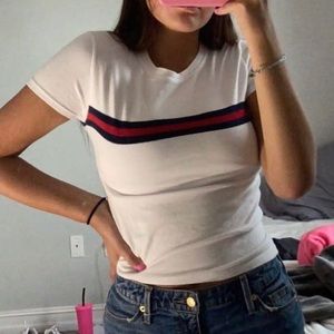 Brandy Melville red blue stripe Jamie top